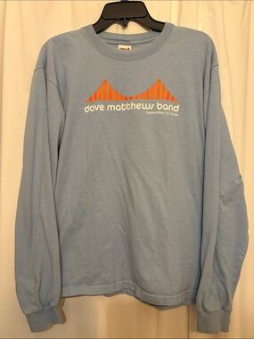Dave Matthews Band Light Blue Long Sleeve Tee with Orange Logo 2004 vintage